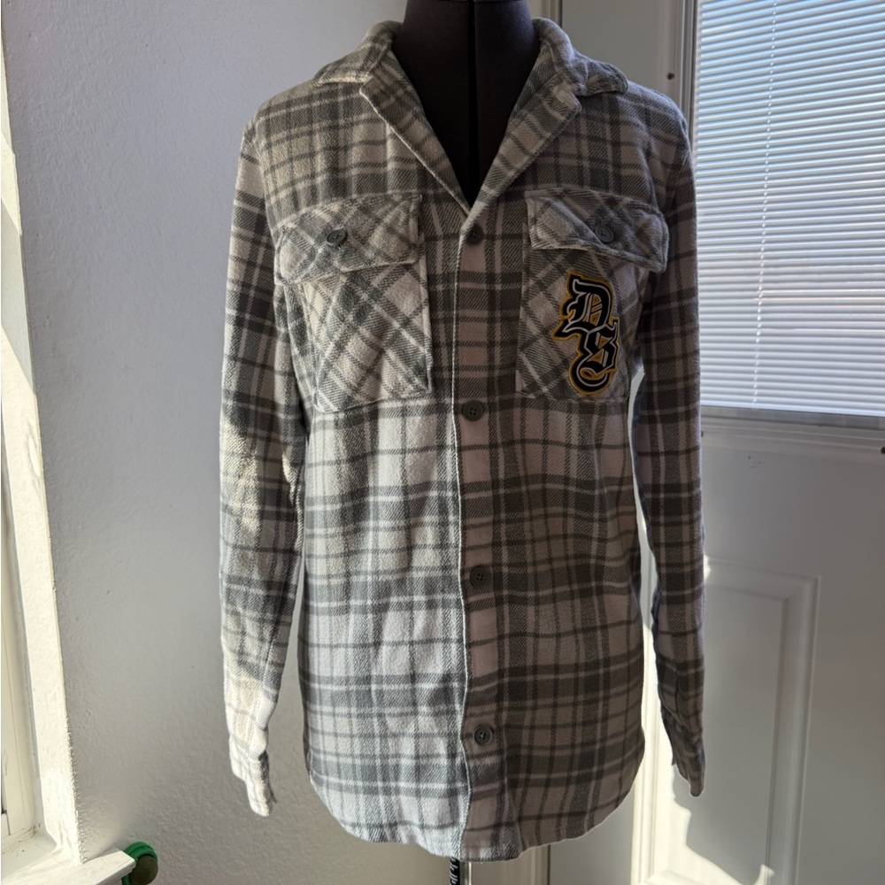 Men's Gray Plaid Button Down Shirt